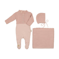 Mon Tresor Mock Footie, Cardigan & Hat Layette Set