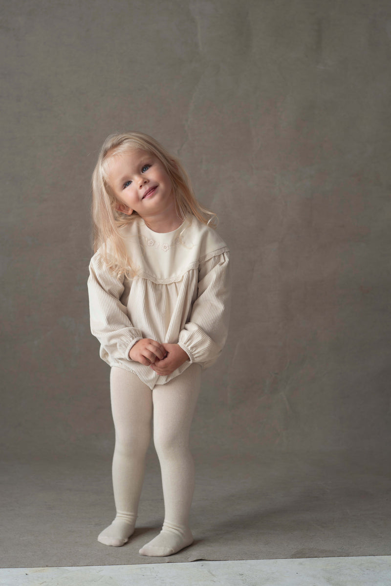 Popelin Embroidered Yoke Romper - Cream