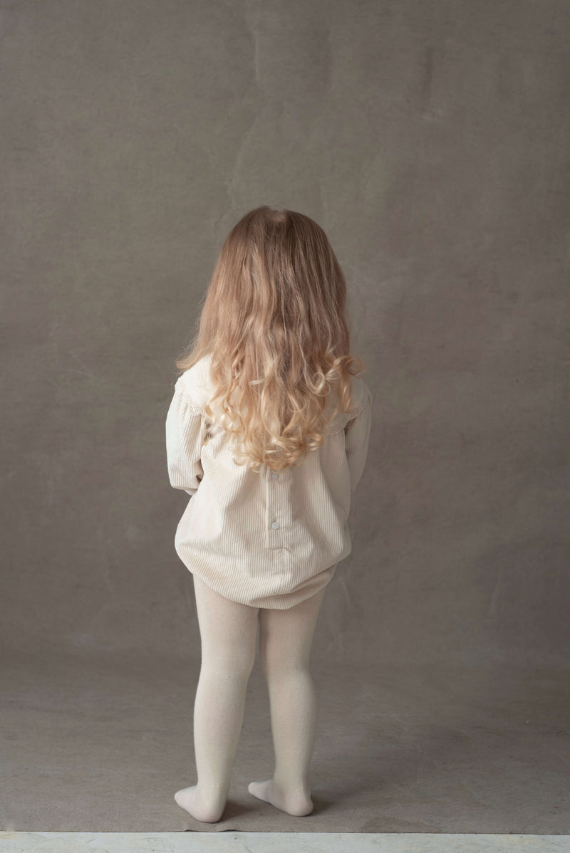 Popelin Embroidered Yoke Romper - Cream