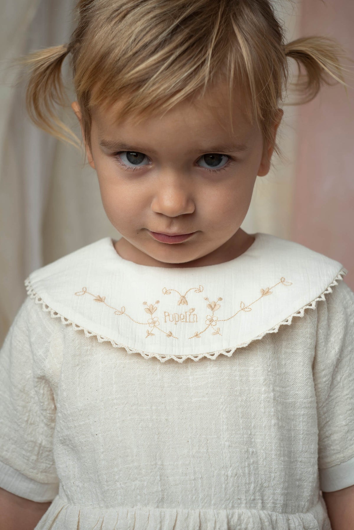 Popelin Embroidered Name Bib Romper