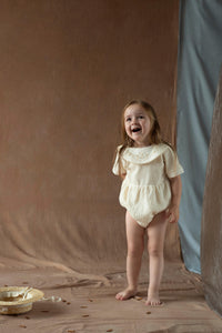 Popelin Embroidered Name Bib Romper