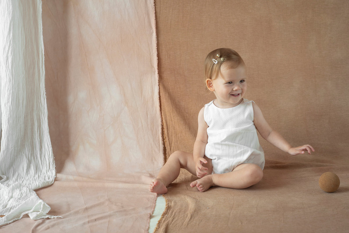 Popelin White Contrasting Romper