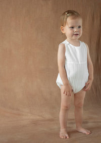 Popelin White Contrasting Romper