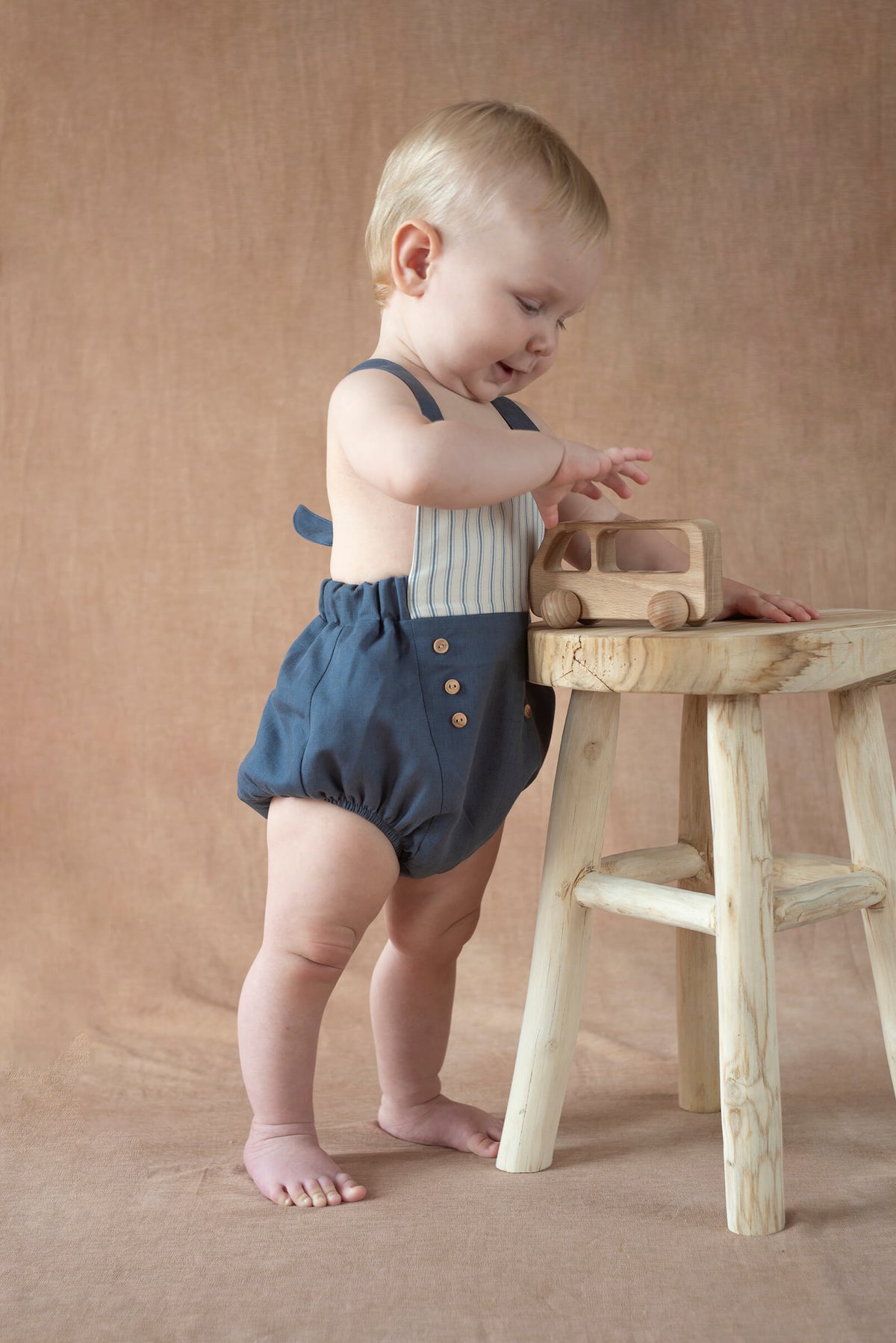 Popelin Button Romper - Slate
