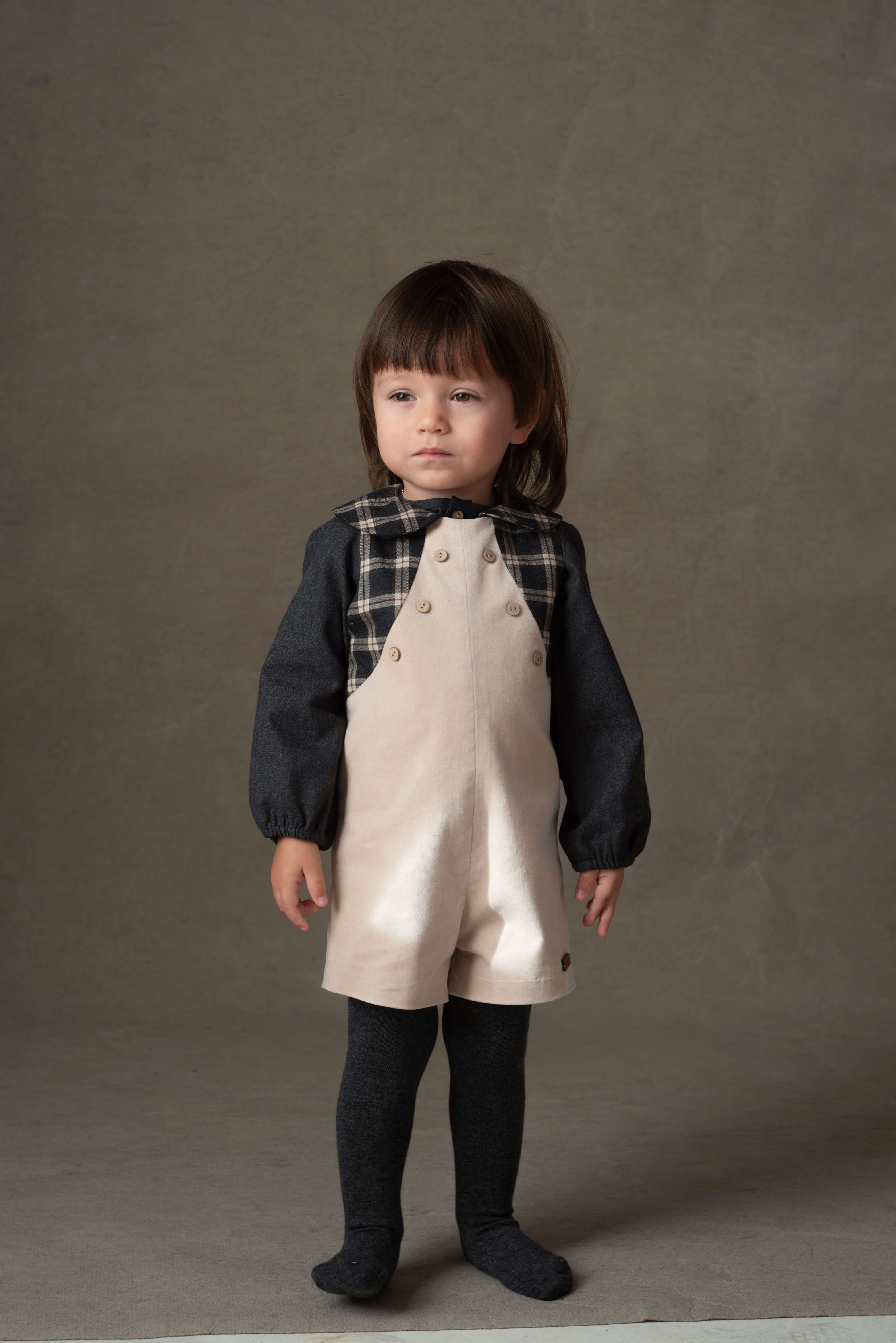 Popelin Beige Velvet Collar Romper – Babys breath layette
