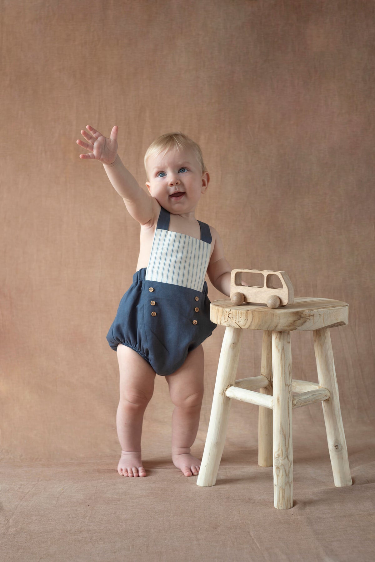Popelin Button Romper - Slate