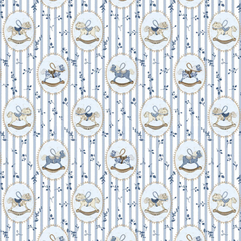 Little Threads Blue Rocking Horse Muslin Swaddle