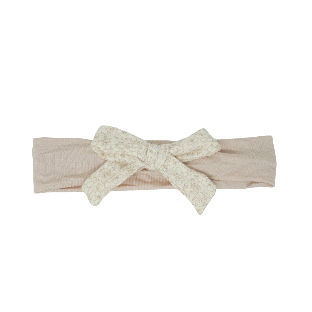 Bandeau Floral Bow Headband - Beige Floral