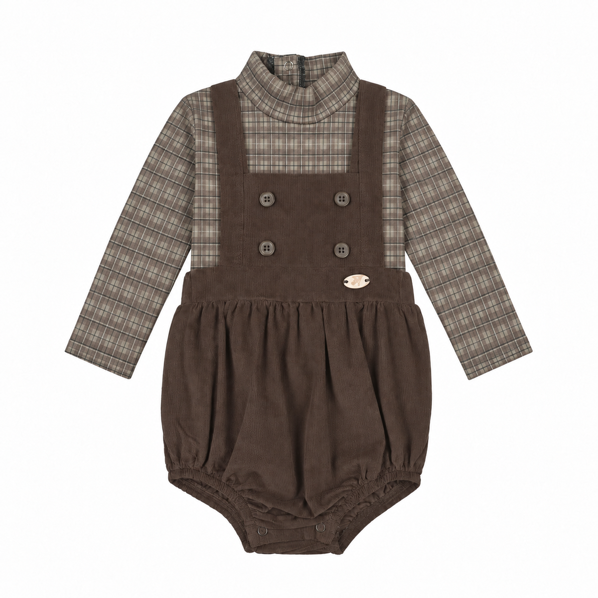Secolo Cross Strap Romper & Patterned Turtle Neck