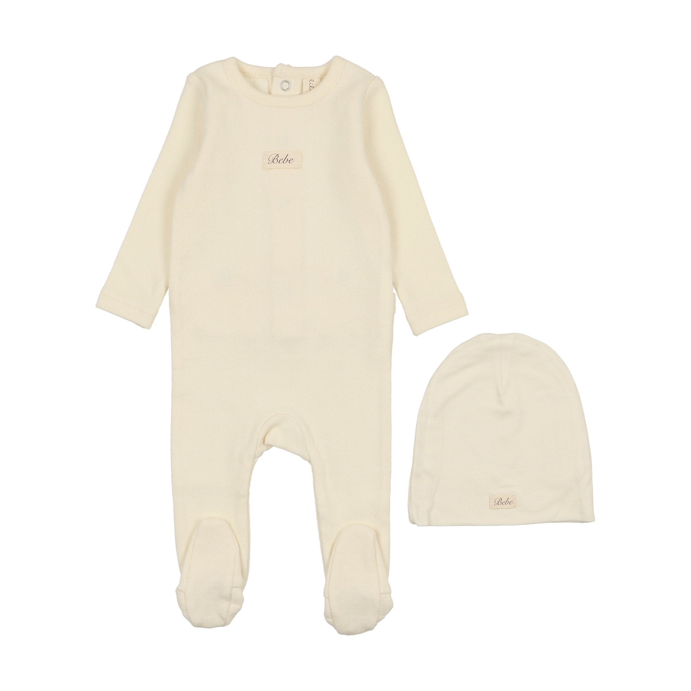 Lilette Pointelle Bebe Footie & Beanie - Seafoam Lilette Pointelle Bebe Footie & Beanie - Seafoam