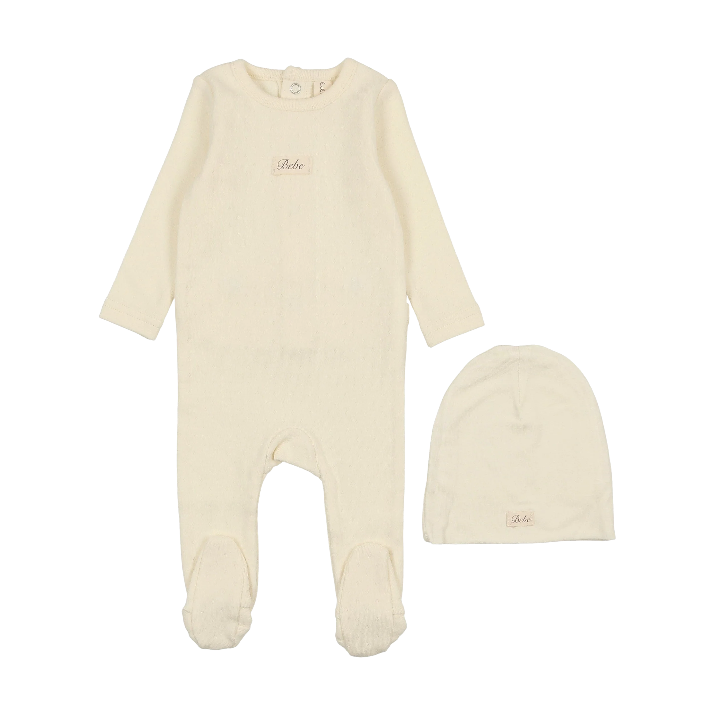 Lilette Pointelle Bebe Footie & Hat - Milk