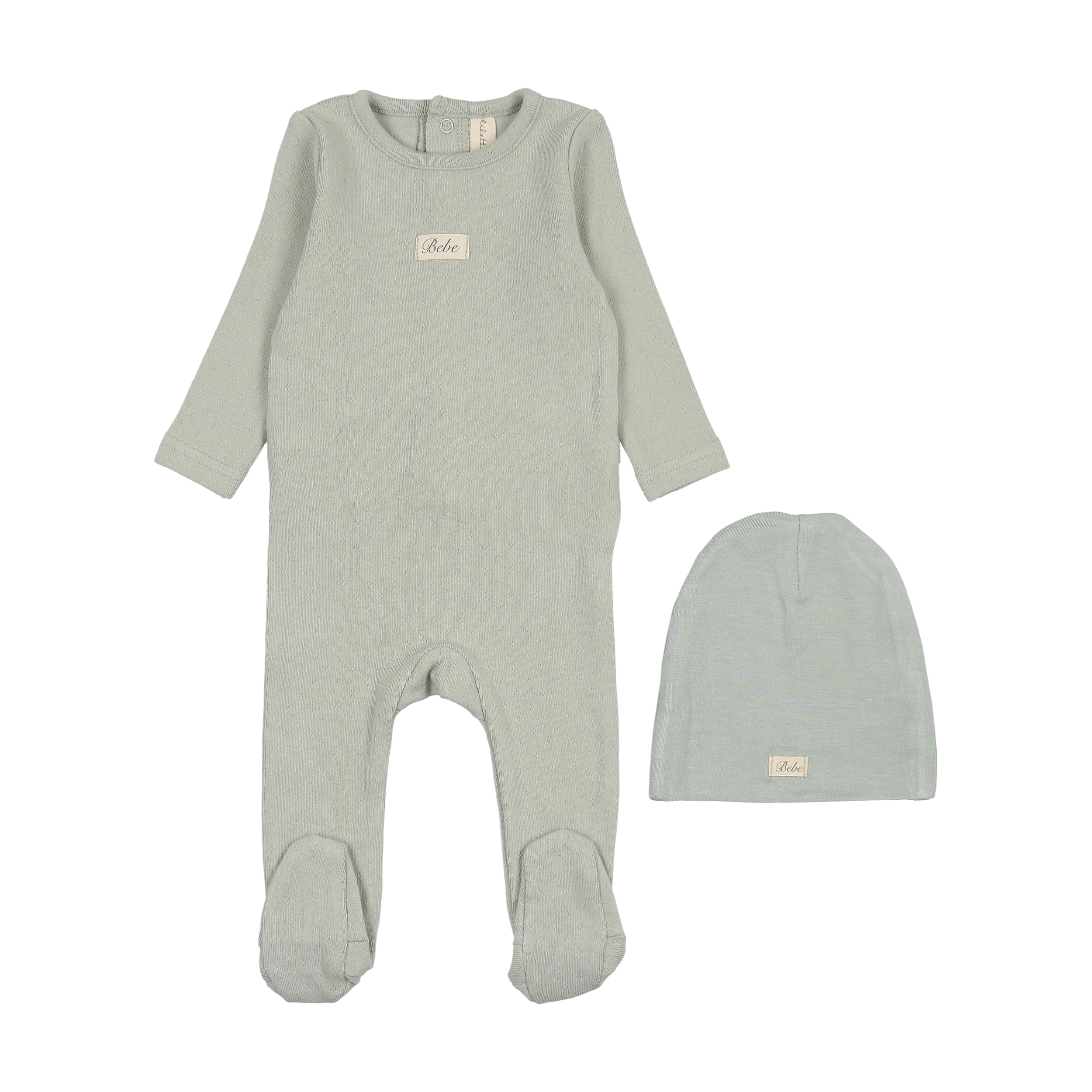 Lilette Pointelle Bebe Footie & Hat - Seafoam