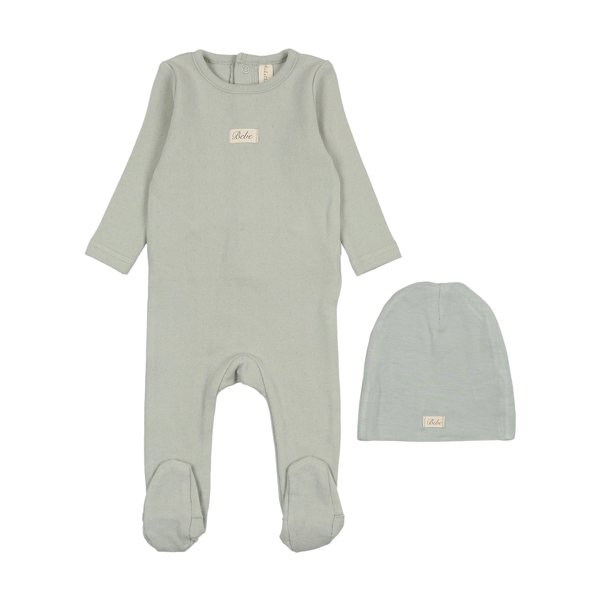 Lilette Pointelle Bebe Footie & Hat - Seafoam