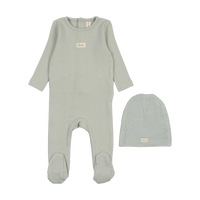 Lilette Pointelle Bebe Footie & Hat - Seafoam