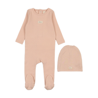 Lilette Pointelle Bebe Footie & Hat - Shell Pink
