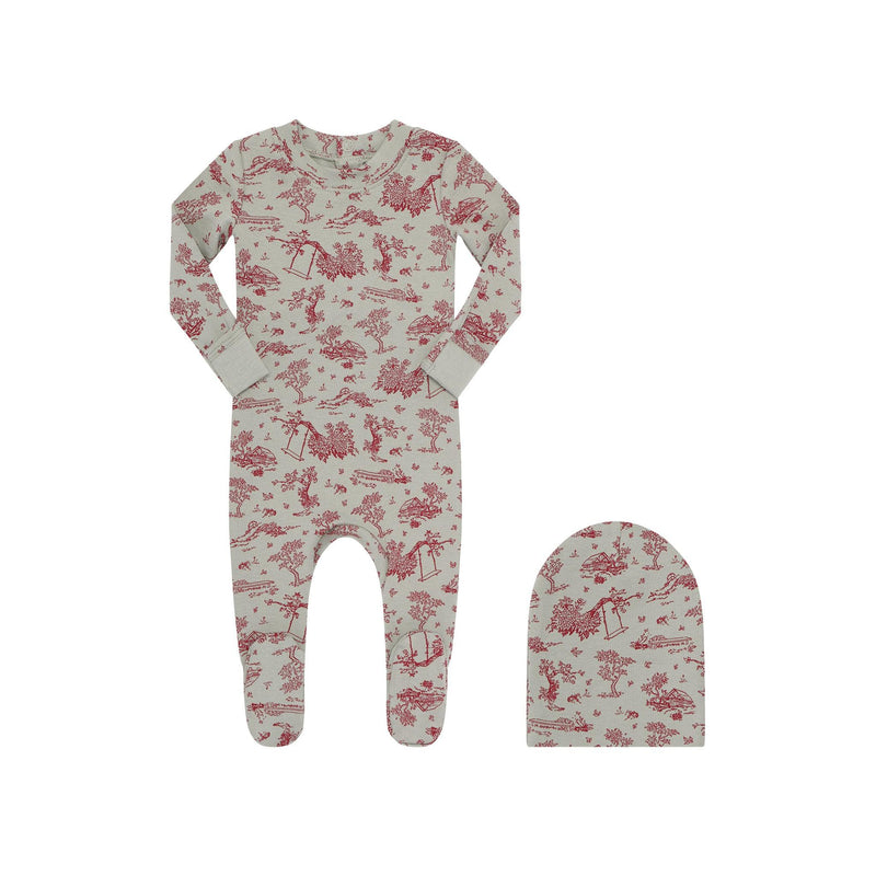 Little Parni Toile footie and Beanie