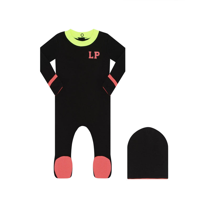 Little Parni Neon Footie & Beanie Set