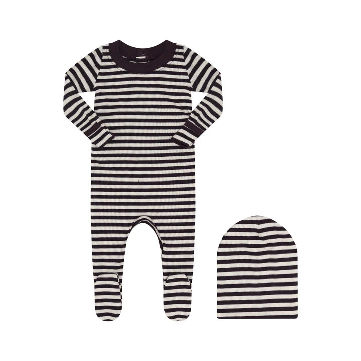 Little Parni Striped Footie & Hat