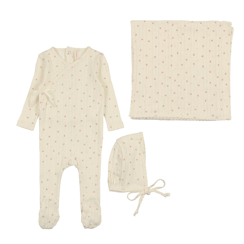 Lilette Printed Pointelle Wrap Layette Set