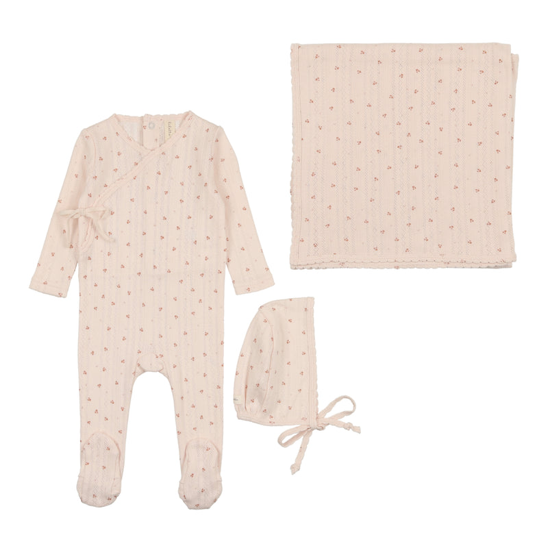 Lilette Printed Pointelle Wrap Layette Set