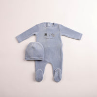 Bee & Dee Paraphenalia Velour Footie & Beanie - Crystal Blue