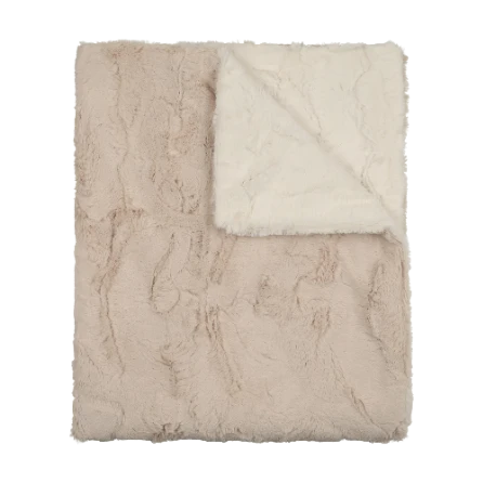 Peluche Lux Fur Blanket Beige And Natural