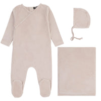 Noggi Worded Velour Wrap Trim Layette Set