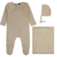 Noggi Worded Velour Wrap Trim Layette Set