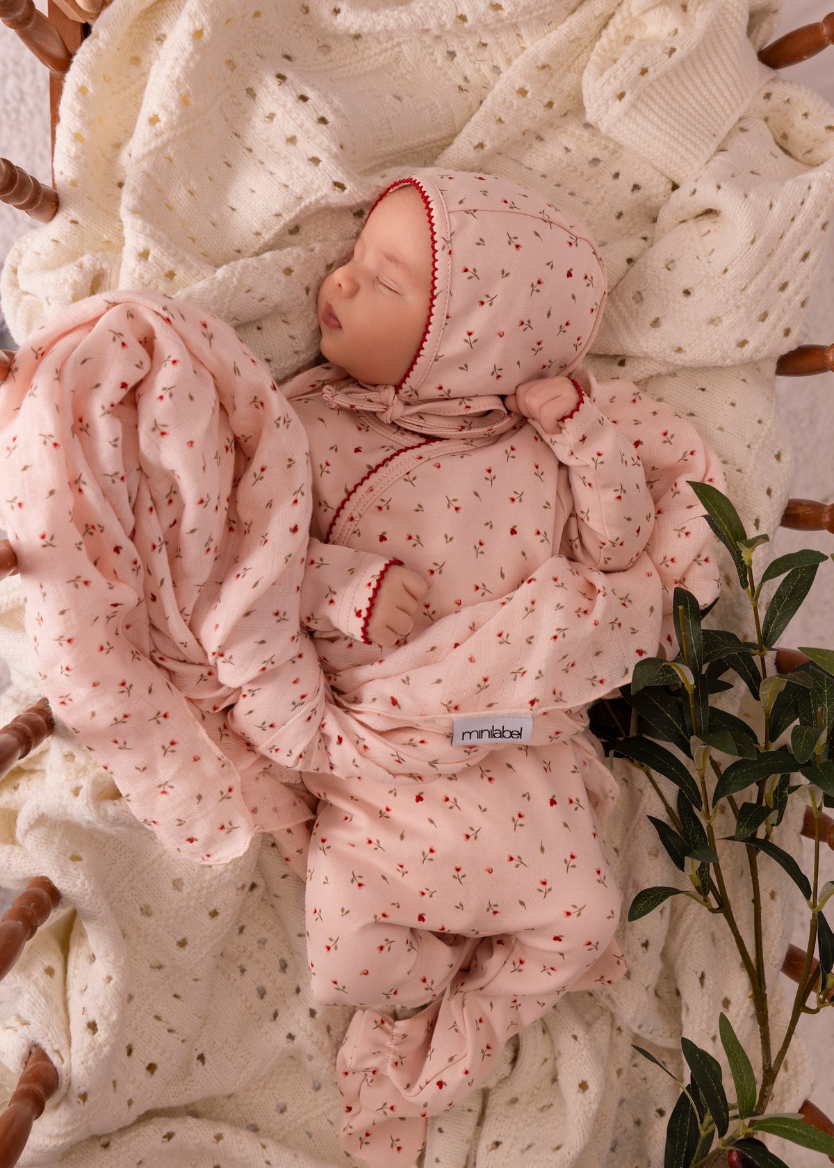 Minilabel Heart Printed Kimono Layette Set - Pink