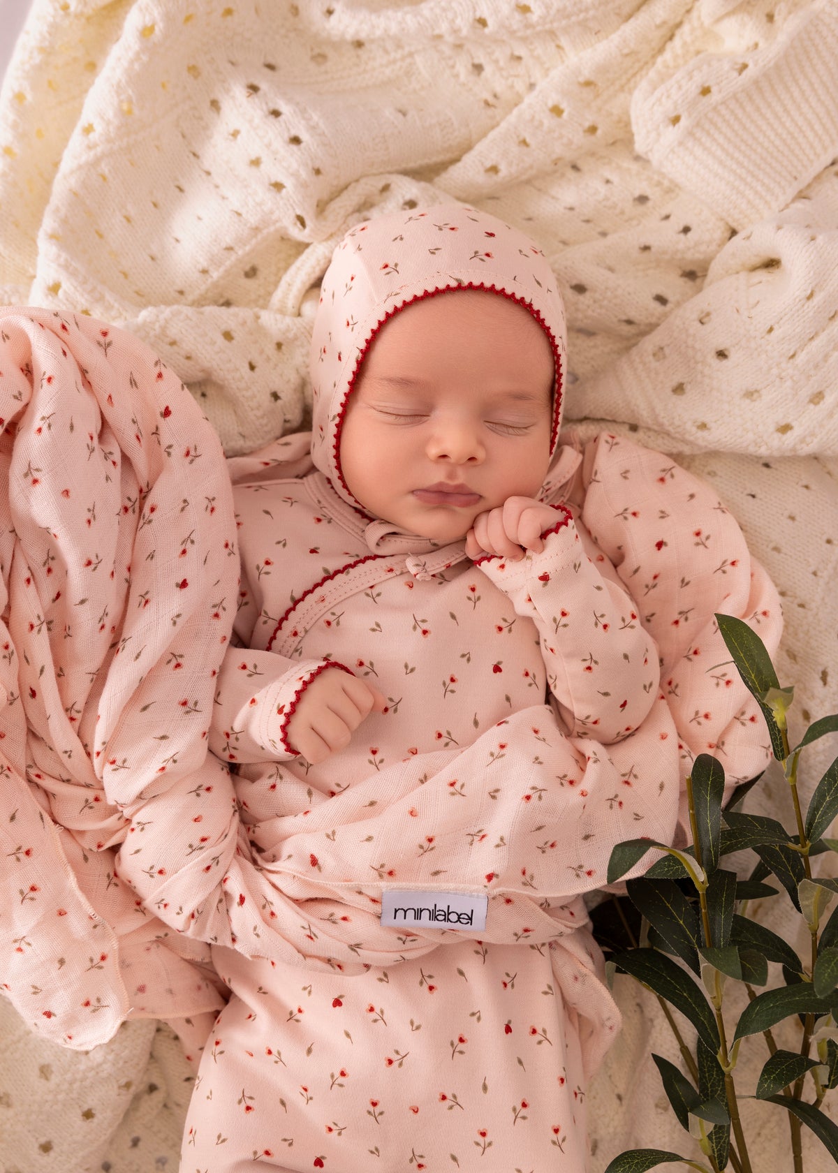 Minilabel Heart Printed Kimono Layette Set - Pink