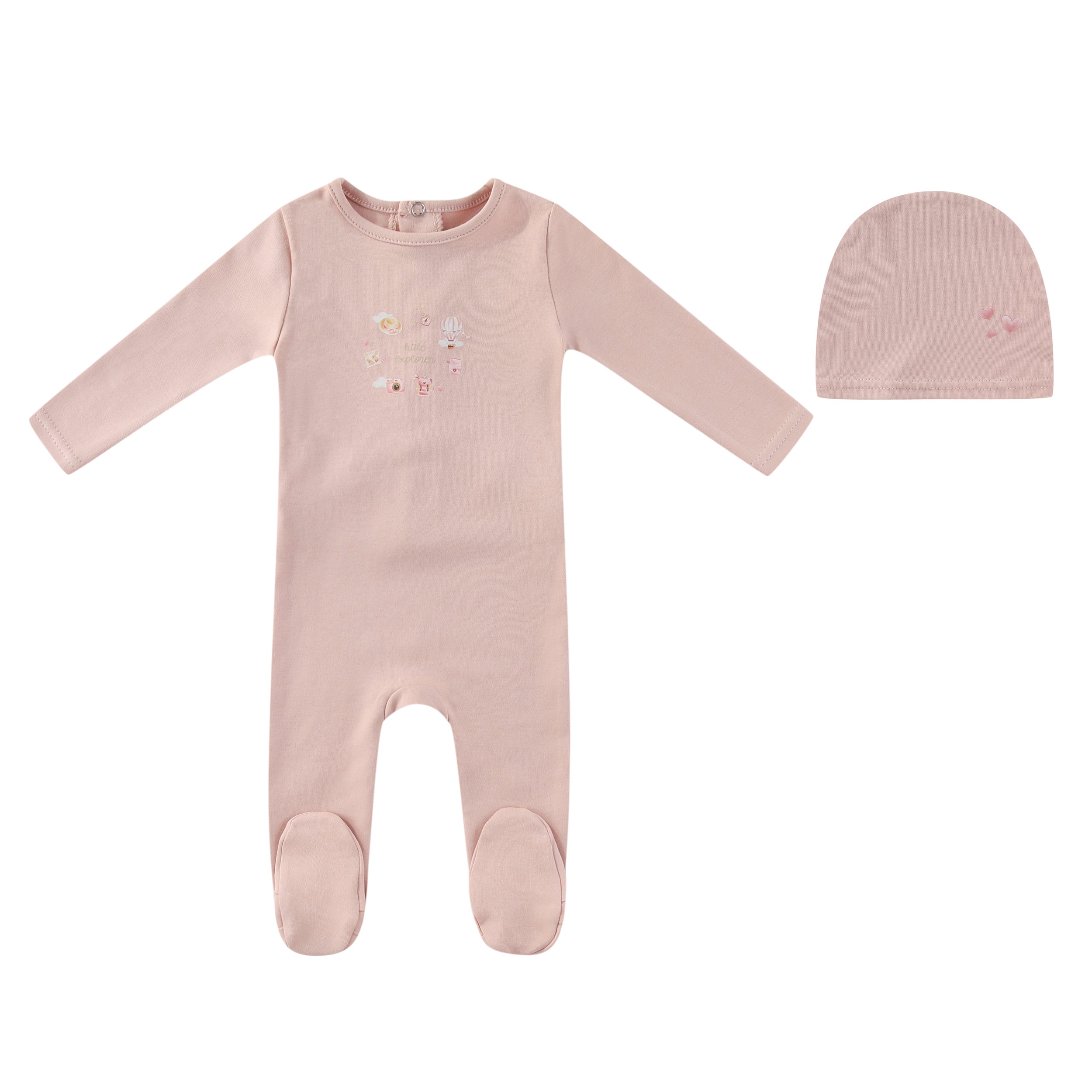 Minilabel Little Explorer Footie & Hat - Pink