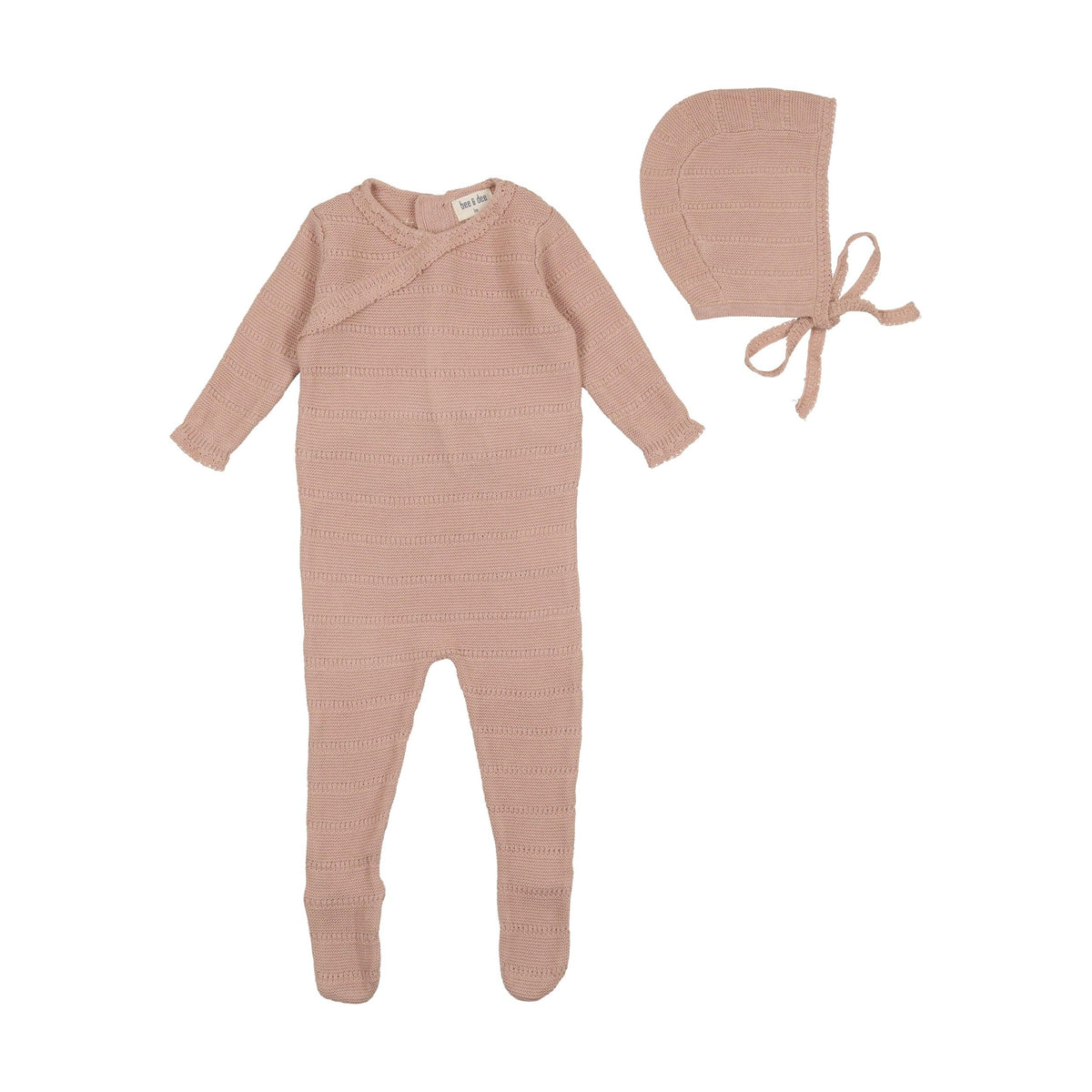 Bee & Dee Pointelle Knit Collection Footie with Bonnet AW23