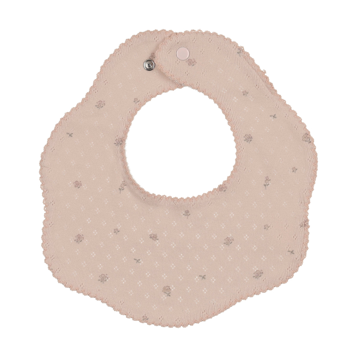 Bee & Dee Pointelle Flowers Bib - Cloud Pink