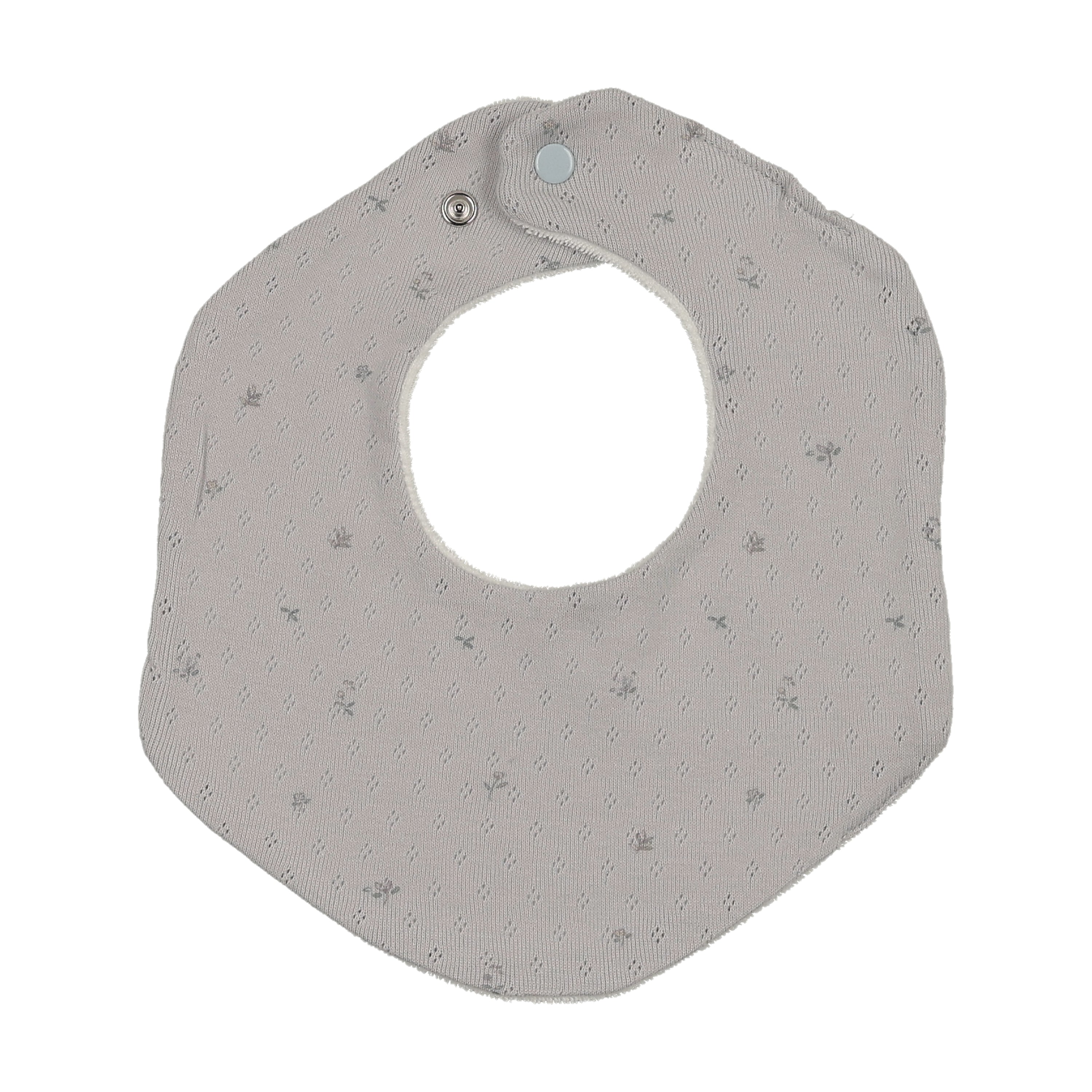 Bee & Dee Pointelle Flowers Bib - Dusty Blue