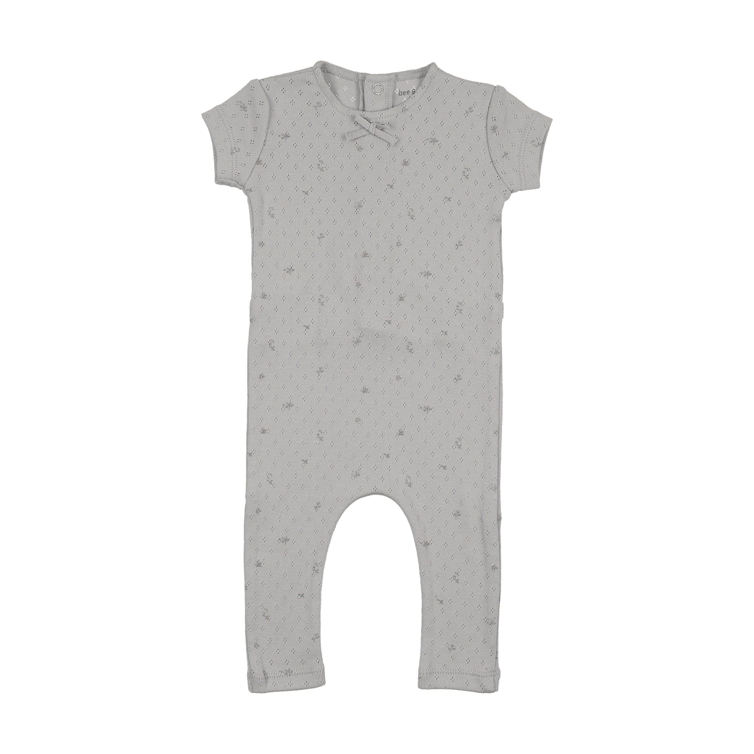 Bee & Dee Pointelle Flowers Romper - Dusty Blue