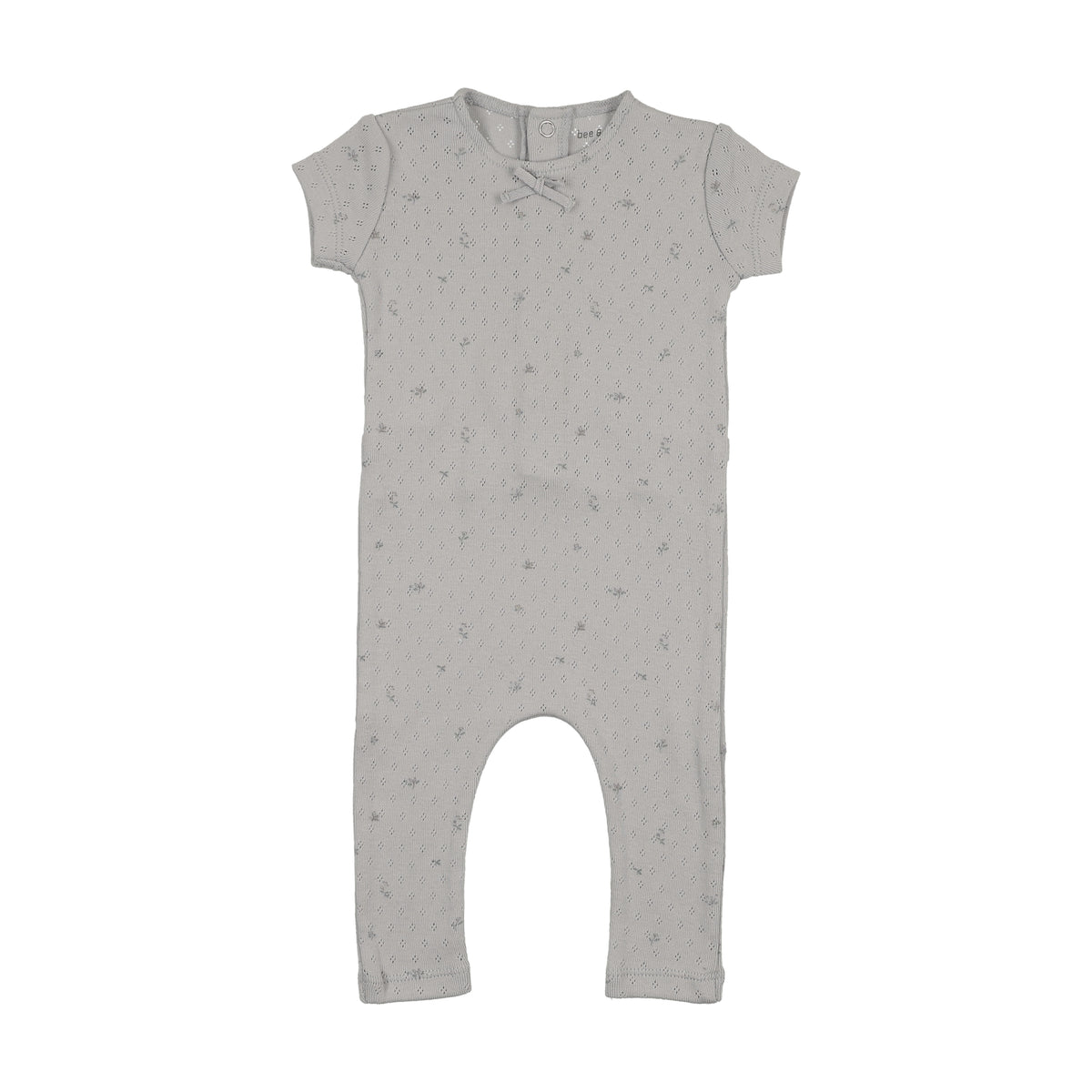 Bee & Dee Pointelle Flowers Romper - Dusty Blue