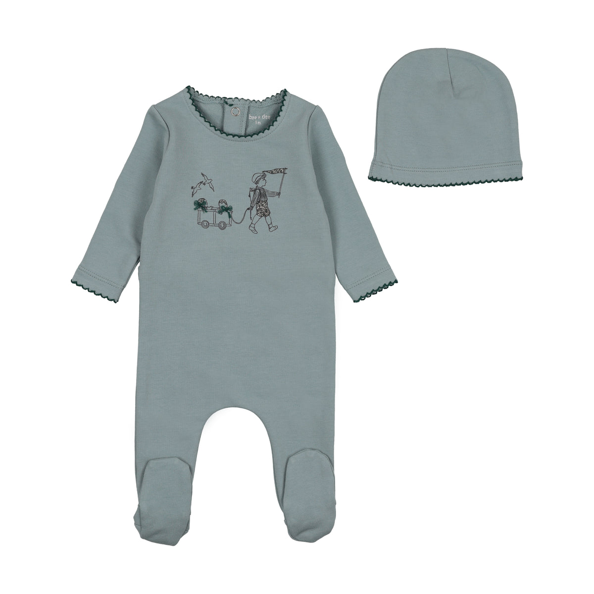 Bee & Dee Promenade Footie & Beanie- Blue Fog