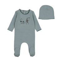 Bee & Dee Promenade Footie & Beanie- Blue Fog