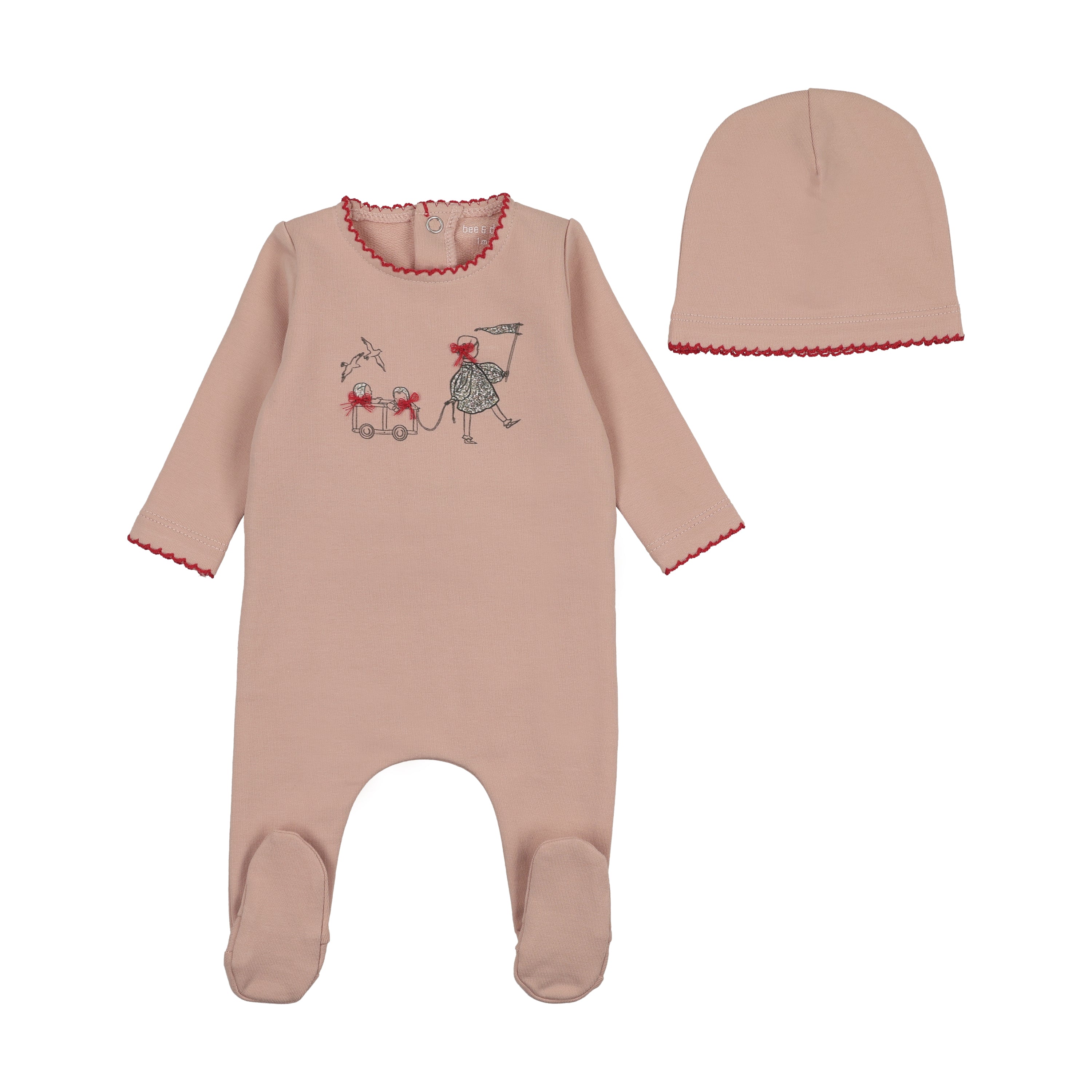 Bee & Dee Promenade Footie & Beanie-Petal