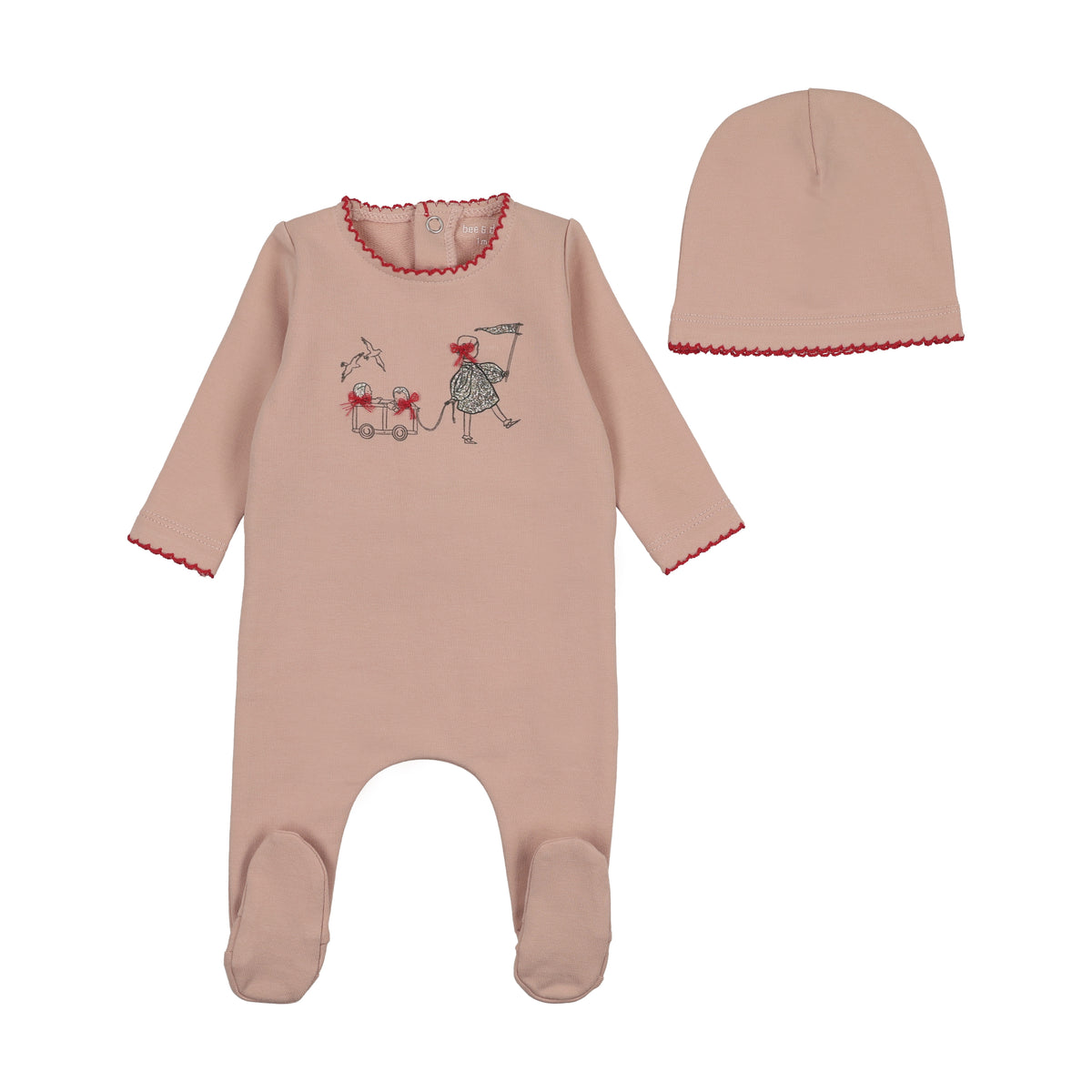 Bee & Dee Promenade Footie & Beanie-Petal