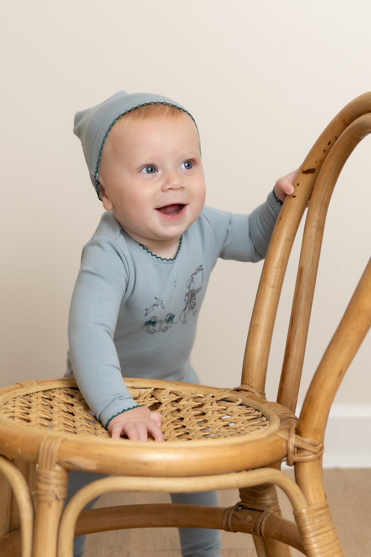 Bee & Dee Promenade Footie & Beanie- Blue Fog