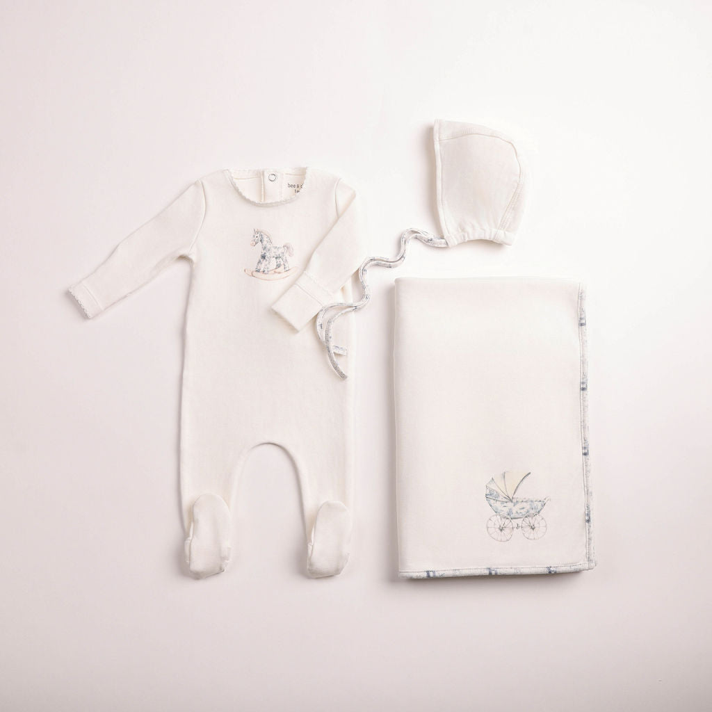 Bee & Dee Rocking Horse Layette Set - Chalk White Boys