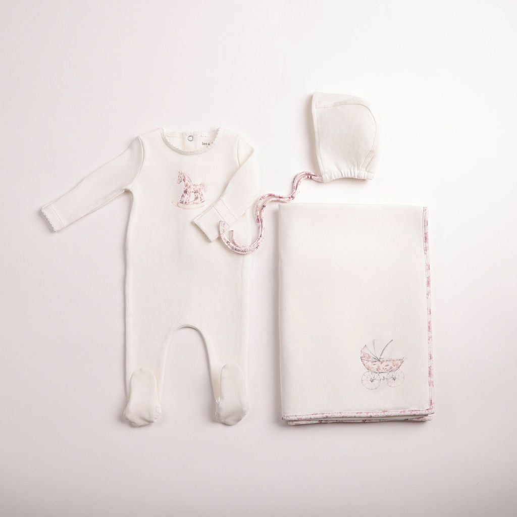 Bee & Dee Rocking Horse Layette Set - Chalk White Girls