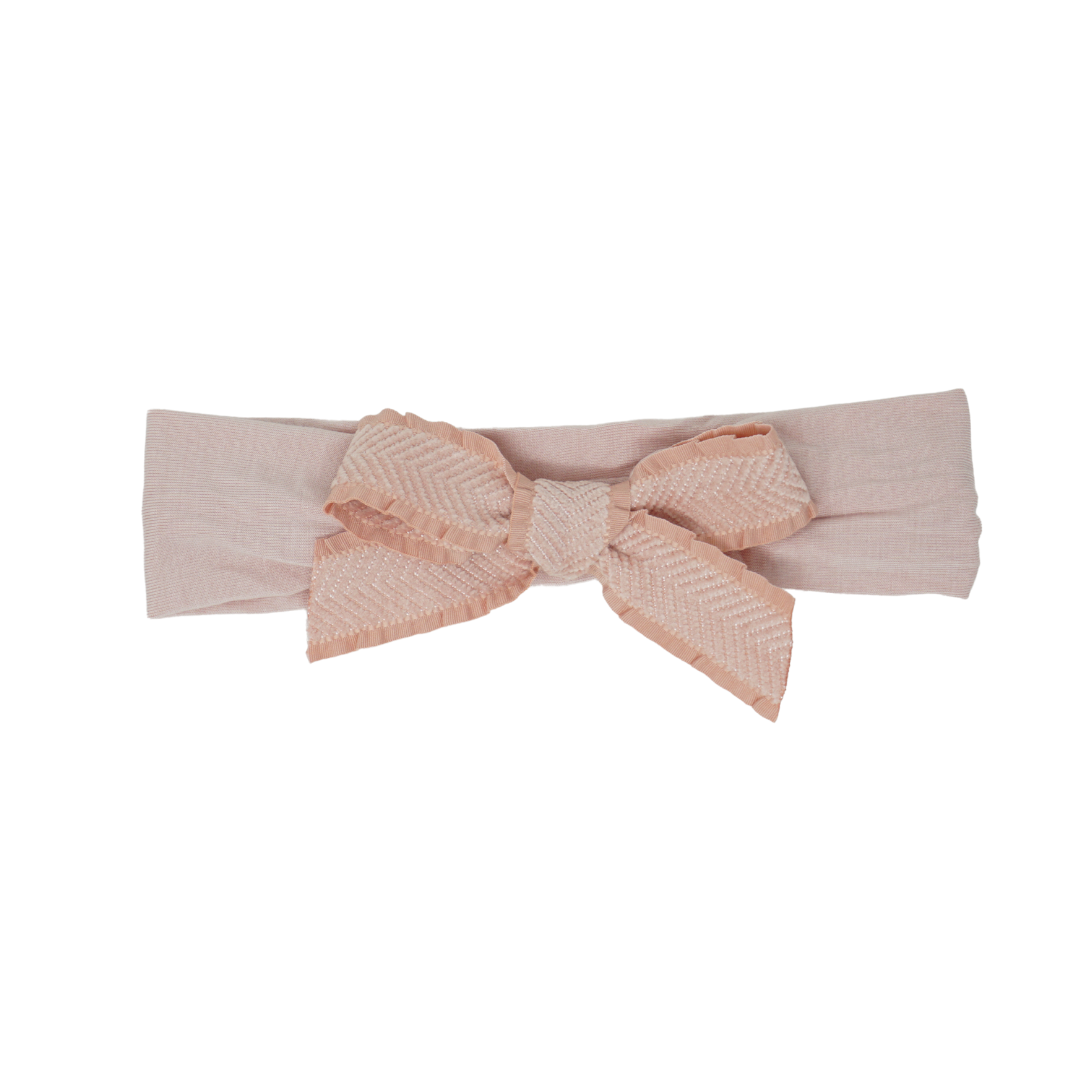 Bandeau Modal Ruffle Herringbone Band - Pink