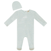 Lux Baby Striped Pointelle Merci Footie & Beanie Set