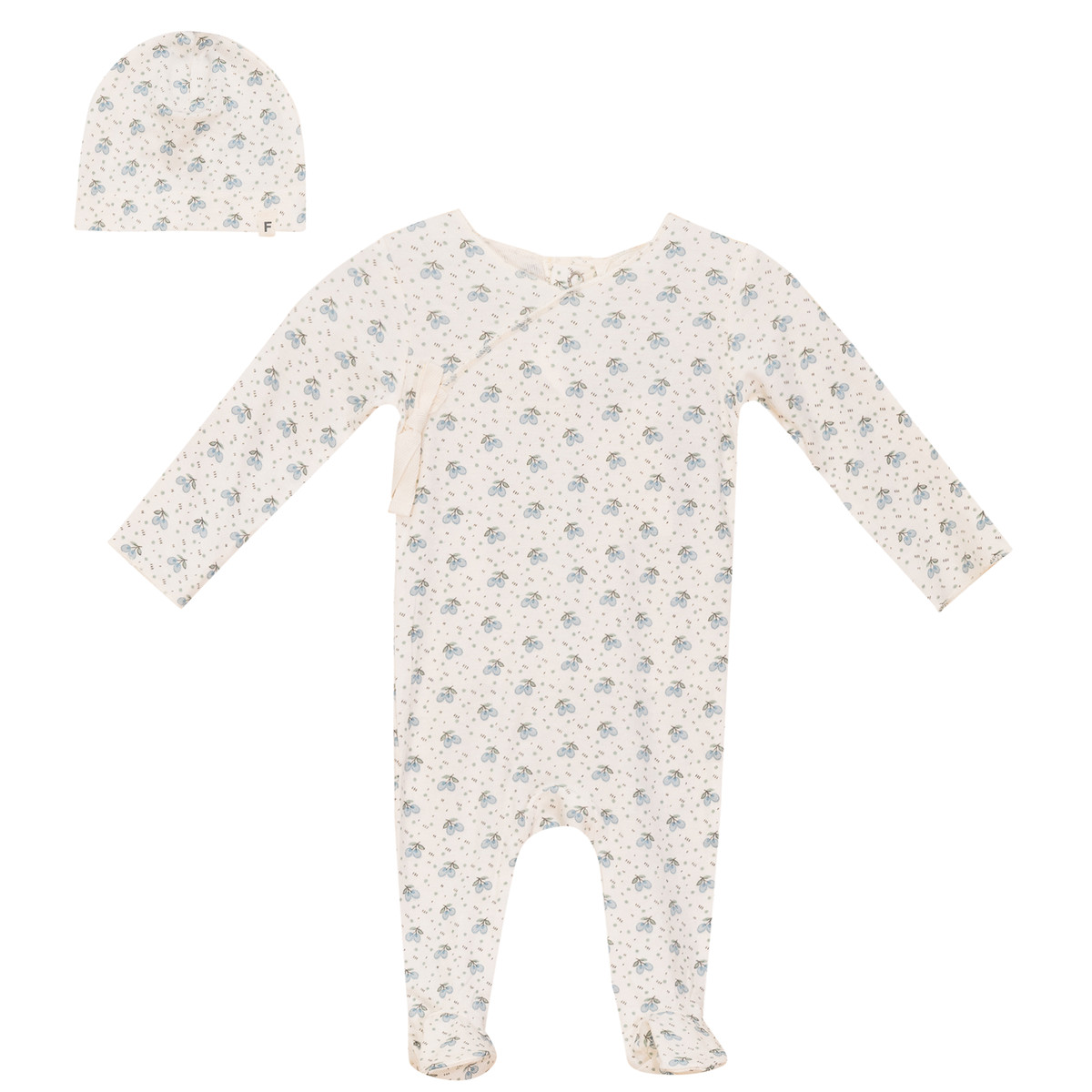 Fragile Cherry Printed Wrap Footie & Hat