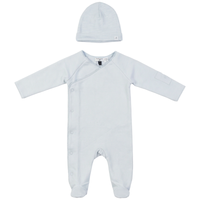 Little Fragile Solid Wrap Footie & Beanie- Blue