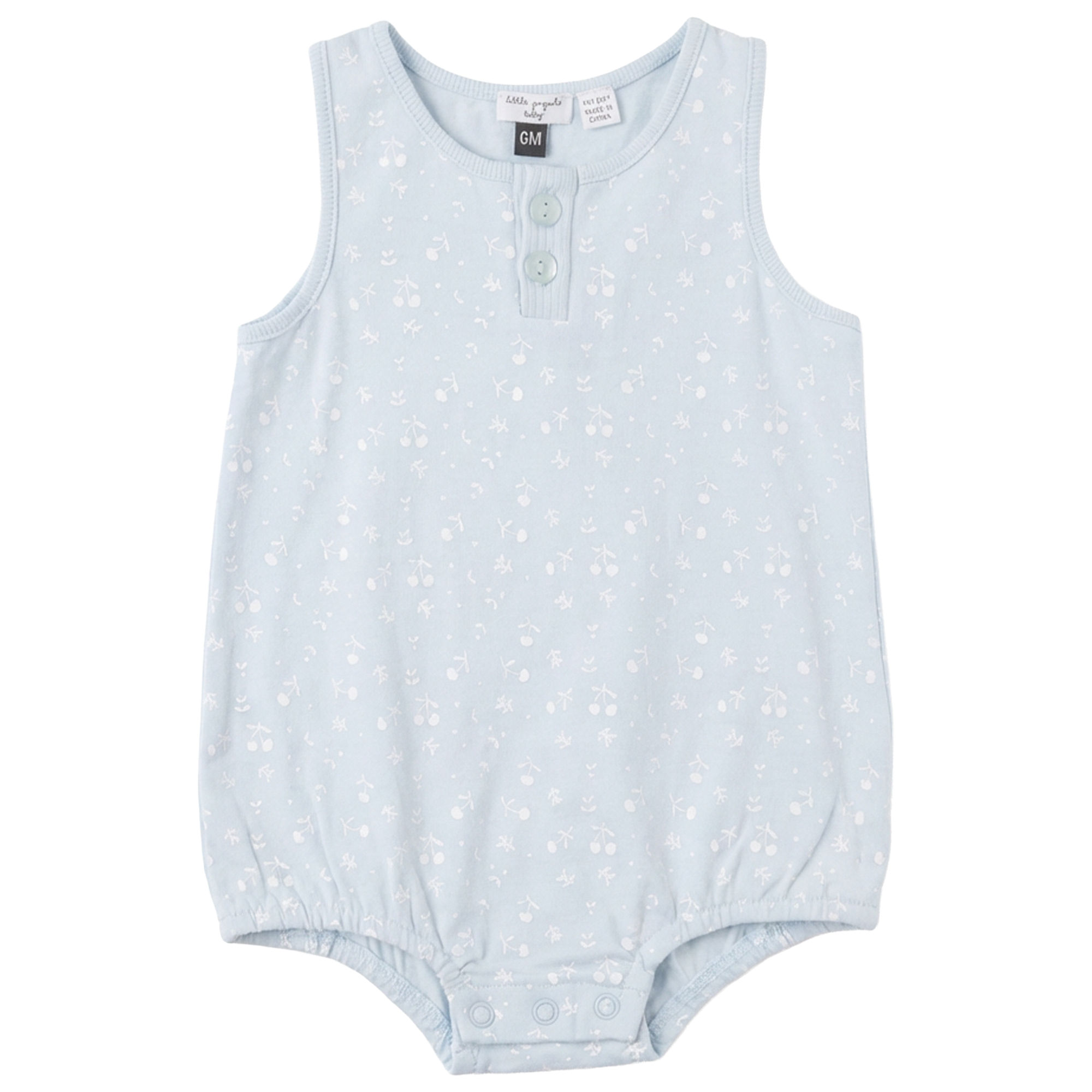 Little Fragile Printed Double Button - Blue Mist