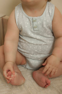 Little Fragile Printed Double Button - Blue Mist