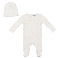 Whipped Cocoa Printed Bow Footie & Hat